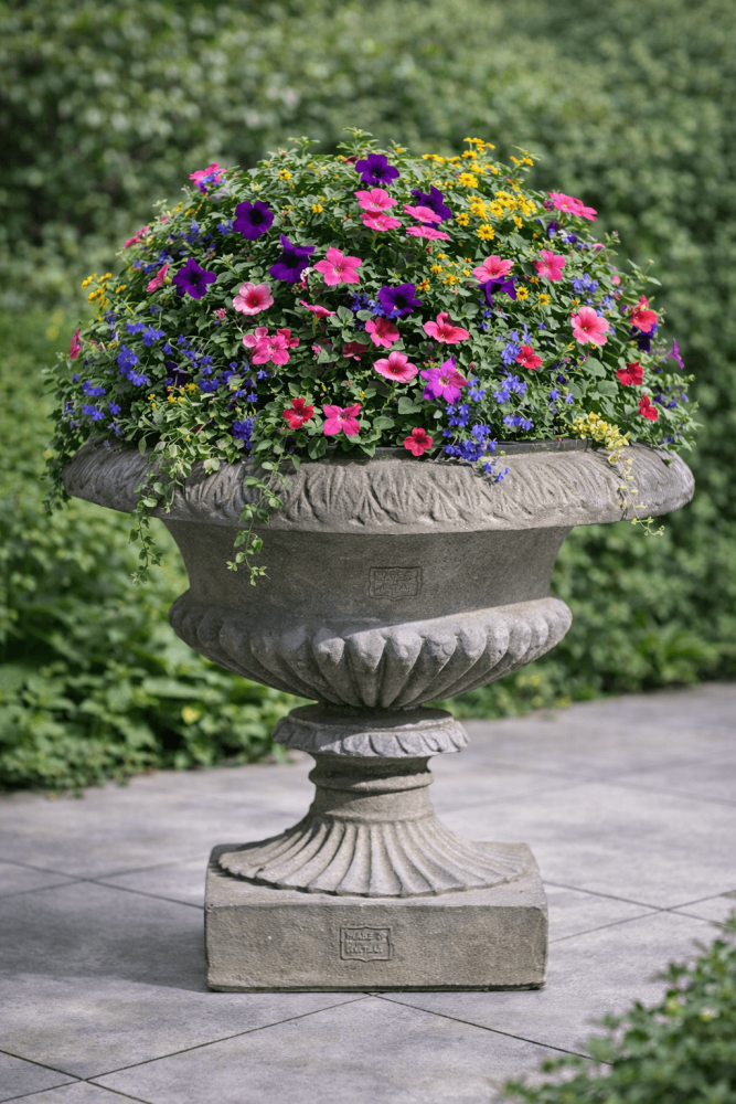 Coupe décorative élégante en terracotta grise d’Impruneta – Vase artisanal résistant au gel pour jardin et terrasse